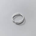 wholesale S925 Sterling Silver Simple Crossed Line Double Layer Geometric Beaded Open Ring J8402-0-4