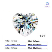 Metal Material, D Color VVS Moissanite Fancy Shape, 0.5-3ct with GRA, Wuzhou Factory Direct Cross-Border Supply.-Heart-shaped + Certificate  0.5CT