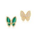 wholesale 925 Sterling Silver Asymmetric Butterfly Earrings Fashion New Korean Style with Malachite Inlay for Drop Shipping-0-5