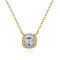 Metal Necklace with Square Moissanite Pendant, Minimalist Design-0-3