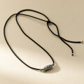 wholesale S925 Sterling Silver Nine-Eye Dzi Bead Braided Rope Necklace, Artistic Vintage Chinese Style Design Necklace Y01295-0-3