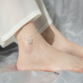 wholesale S925 Silver Ankle Bracelet for Women, Longevity Lock, Small and Fresh, Hollow-Out, Cute Bell, Ethnic Style Ankle Jewelry S1621-0-3