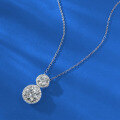 wholesale S925 Silver New Double Star Pendant Necklace with 6-8mm Round White Diamonds, a Versatile and Fashionable Item-0-2