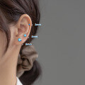 wholesale S925 Sterling Silver Blue Diamond Threaded Stud Earrings, Korean Style Geometric Small and Delicate Personality Elegant Ear Accessories M02291-0-1