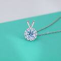wholesale S925 Sterling Silver Moissanite Heart Snowflake Pendant Necklace for Women, Ins Chic Minimalist Valentine's Day Gift-0-2