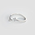 wholesale S925 silver ring, personalized open double cross diamond-set ring for women, Korean trendy ring wholesale J0500-0-2