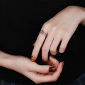 wholesale S925 Sterling Silver European and American Ins Minimalist Style Double-Layer Hollow Double Circle Adjustable Ring for Men and Women-0-2