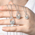 S925 Silver 3-Carat D Color Moissanite Teardrop Necklace Geometric Choker-0-2