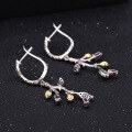 wholesale 925 Silver Vintage Natural Style Original Designer Jewelry Earrings Live Supply with Genuine Gemstone Ear Drops-0-3