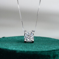 Sterling Silver Moissanite Bull Pendant Necklace for Women, Drop Shipping-1-carat open setting (with cross chain)  925 silver