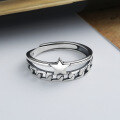 wholesale S925 Sterling Silver Dark-Themed Minimalist Star Ring, Retro and Unique Korean Style Stackable Statement Ring for Women-0-1