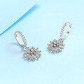 wholesale PT950 gold plated 925 sterling silver women's moissanite sunflower ear clips jewelry manufacturer wholesale-0-2