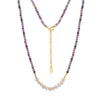 wholesale S925 Sterling Silver New Arrival Natural Purple Mica Freshwater Pearl Beaded Collarbone Chain-Freshwater pearls 3-4mm 14K gold &gt; 925 silver