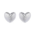 wholesale S925 Sterling Silver Korean Style Da Dongmen Matte Frosted Heart-shaped Minimalist Versatile Stud Earrings for Women-0-6