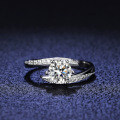 925 Silver Moissanite Ring Women's 1 Carat Hot-Selling Cross Six-Prong Setting-0-1