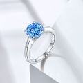 wholesale S925 Sterling Silver 2ct Round Hundred-Facet Fire Cut Ring, European and American Minimalist Style 8*8 Color Gem High Carbon Diamond Ice Flower Cut Women's Ring-0-1