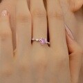 wholesale S925 Sterling Silver Women's Ring with Heart-Shaped Pink Zircon and Round Diamond Inlay, Fashionable European and American Wedding Style Jewelry for Women-0-2