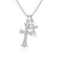 S925 Silver Cross Pendant Moissanite Hip-Hop Bead Chain Necklace Wholesale-0-3