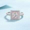 wholesale S925 Sterling Silver 1 Carat Square-Cut Moissanite Ring, Internet-Famous Anchor Hot-Selling Sweet and Elegant Ring-0-0