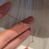 wholesale S925 Sterling Silver Dazzling Fine Sparkle Small Diamond Studded All-over Star Necklace, Niche Design High-end Sense Collarbone Chain Necklace Accessory-Gold 925 silver