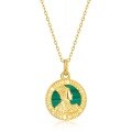 wholesale 925 Silver Gold-Plated Metal New European and American Vintage Coin Portrait Necklace for Women Retro Malachite Pendant Wholesale from Manufacturers-0-5