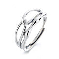 wholesale S925 Sterling Silver Korean-style Creative Double-layer Crossed Line Hollow-out Knot Minimalist Open Ring-0-4