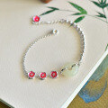 wholesale Sterling Silver Enamel Plum Blossom Jade Jewelry and Hetian Jade Peace Buckle Bracelet, a Unique Girlfriend's Birthday Gift-0-3