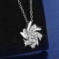 S925 Sterling Silver Windmill Necklace with Moissanite Pendant,-0-1