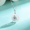 wholesale S925 Sterling Silver Cross-Border Moissanite Sun Necklace for Women, High-End Minimalist Small Circle Collarbone Chain Wholesale-0-0