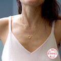wholesale S925 Sterling Silver INS Mini Round Diamond Stackable Collarbone Necklace for Women, Cross-Border Hot Seller, Understated Luxury-0-2