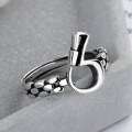 wholesale S925 Sterling Silver Korean Style Minimalist Number 6 Chain Open Ring Fashion Trendy Ins Thai Silver Ring for Women-0-2