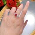 wholesale S925 Silver Europe & America New Style Simulated Diamond 6*8 Pigeon Blood Red Ring Cross-Border Edition for AliExpress-0-3