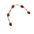 wholesale S925 silver inlaid natural river material ice-bottom cherry red freshwater pearl bracelet with oval cabochon southern red agate-0-4