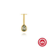 wholesale S925 Sterling Silver Geometric Moss Agate Flat Head Threaded Vertical Ear Cartilage Stud, a Hot-Selling-Single gold #1