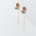 wholesale S925 sterling silver tulip ear thread with a design that is,,, and sweet-0-2