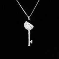 925 Sterling Silver Twilight Star Key Pendant Necklace-Platinum 2-carat moissanite necklace MS-750B (with certificate + gift box)