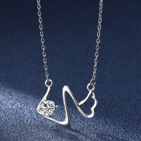 wholesale S925 Sterling Silver Moissanite Fish Pendant Necklace for Women, Simple and Luxurious, Versatile Gift for Girlfriend's Birthday or Valentine's Day-50-point (zircon) necklace 925 silver