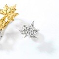 wholesale S925 Sterling Gold and Rose Gold Plated Maple Leaf Earrings, Niche Design Wholesale from Manufacturer-0-3
