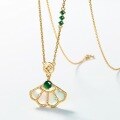 wholesale S925 Sterling Silver with White Shell Inlaid New Chinese Style Fan Jade Necklace Fashion Women's Original Design-0-3