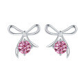 wholesale Metal Material: S925 Sterling Silver Cross-border Wholesale Cute High-end Bow Earrings with Moissanite Ear Studs, Silver Jewelry-0-6