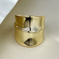 wholesale S925 Silver, 18K Gold Plated Matte Frosted Surface Minimalist Irregular Ring for Women with Concave-Convex Creative Design-0-0