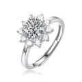 925 Silver Moissanite Sunflower Ring Light Luxury Jewelry Wholesale-0-3