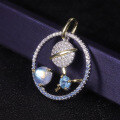 wholesale S925 Sterling Silver Plated Petite Design-Inspired Planet Collarbone Necklace with Natural Cream Blue Moonstone Gemstone Pendant-0-3