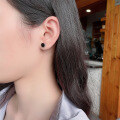 wholesale S925 Sterling Silver Minimalist Black Round Stud Earrings, Korean Style Compact and Versatile Trendy Unisex Ear Accessories-0-3