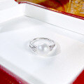 wholesale S925 Sterling Silver 6A Grade High-Luster Natural Freshwater Pearl Ring with Micro-Paved Zirconia Minimalist Style Wholesale-0-5