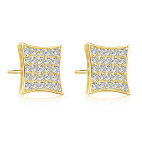 Metal French Light Luxury Lady Earrings, Wholesale Direct.-Stylish square stud earrings in K yellow