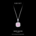 Metal Alloy Blazing Crystal Princess-Cut Pendant Necklace-0-4