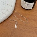 wholesale S925 Sterling Silver Korean Geometric Drip Glaze Necklace for Women, Minimalist Niche Luxury Ins Style Collarbone Chain-0-4