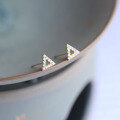 wholesale 9K Gold (AU375) Korean K Gold Earrings Wholesale Department, Zirconia Diamond Minimalist Triangle-0-3