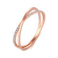 wholesale 18K Rose Gold and 18K Gold X-Shaped Lab-Grown Diamond Ring with Interwoven Premium Sensibility-0-1